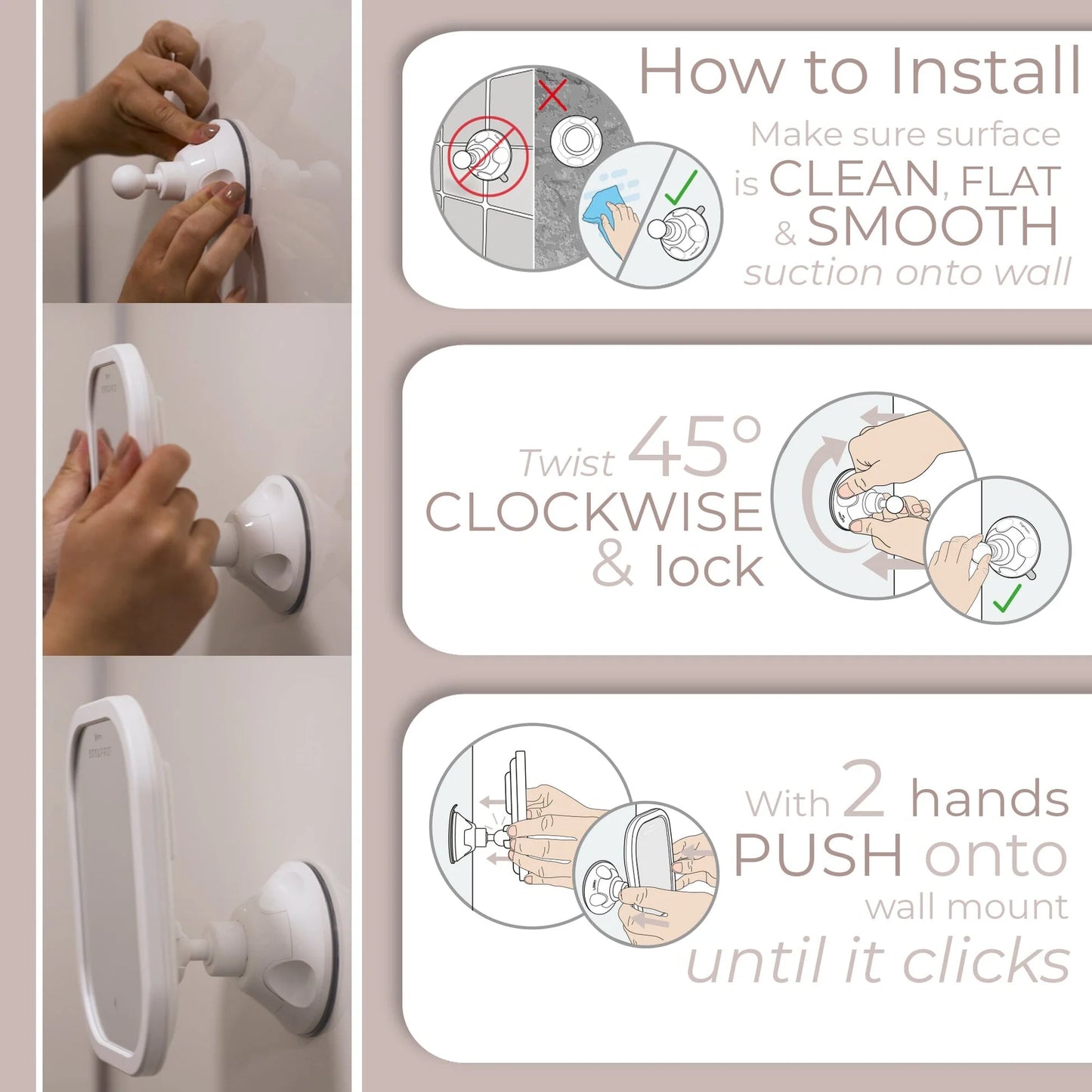 STYLPRO MI10A HEATED ANTI-FOG BATHROOM MIRROR