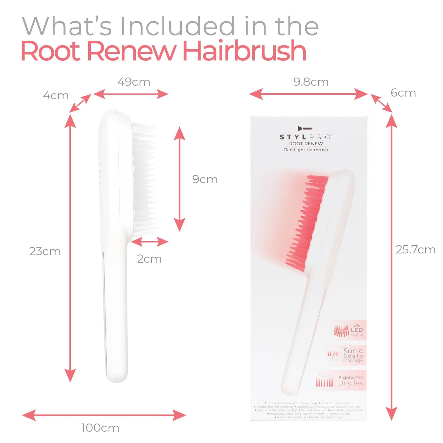 STYLPRO ROOT RENEW RED LIGHT HAIRBRUSH (RH01A)