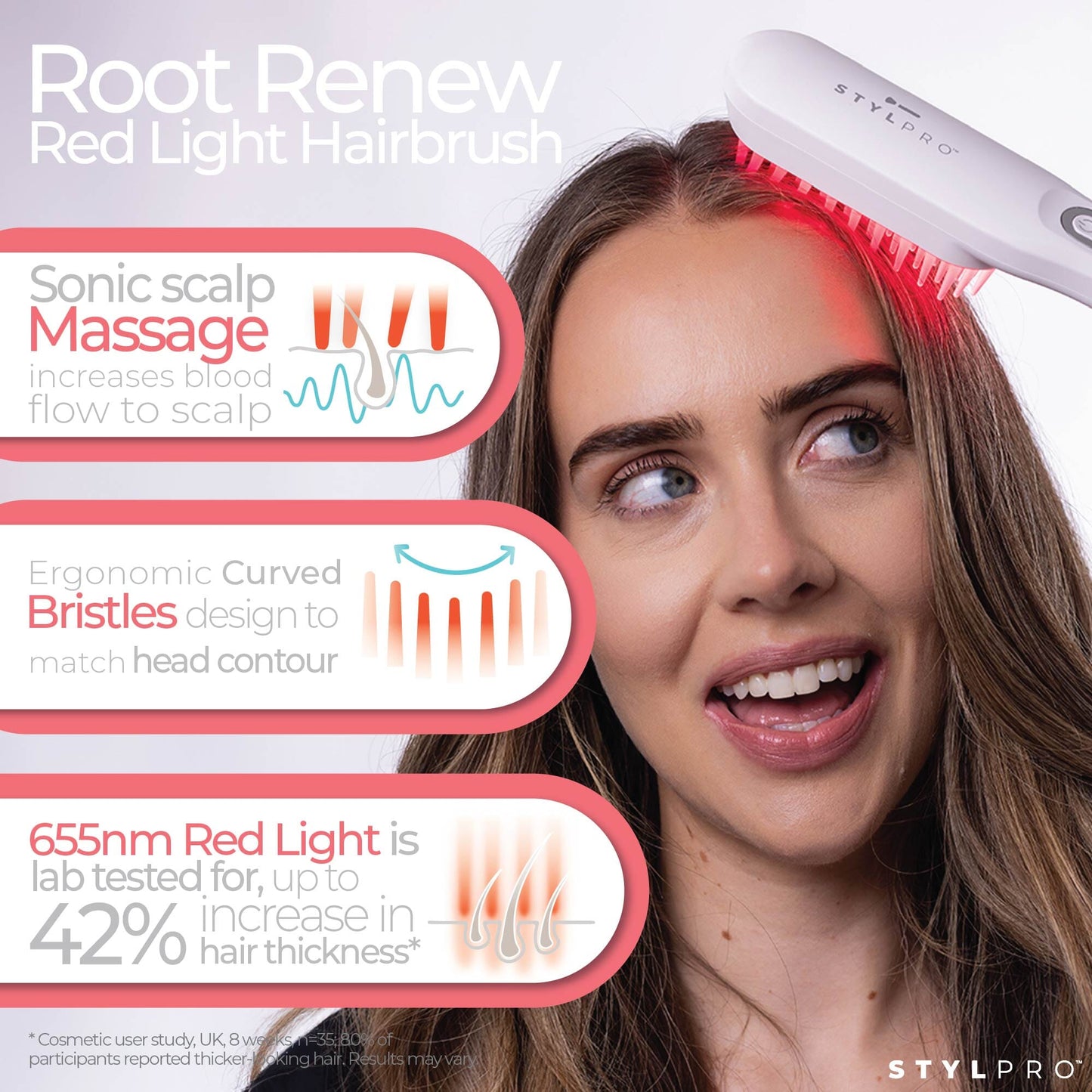 STYLPRO ROOT RENEW RED LIGHT HAIRBRUSH (RH01A)